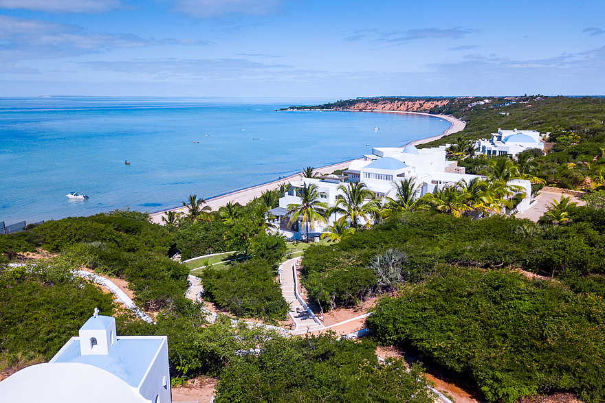 Santorini Mozambique: Blick auf die Kingfisher Bay Santorini Mozambique: Blick auf die Kingfisher Bay