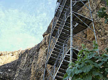 Vingerklip Lodge: Die Metalltreppe zum Plateau des Tafelberges