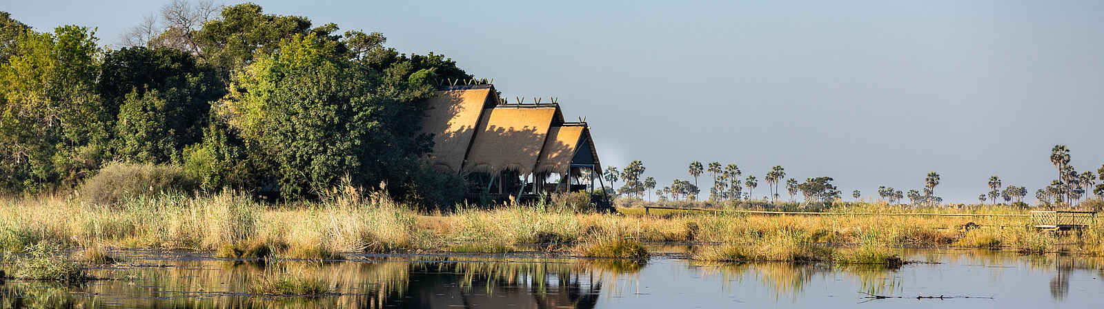 Selinda Camp: Blick auf das Hauptgebäude Selinda Camp: Blick auf das Hauptgebäude