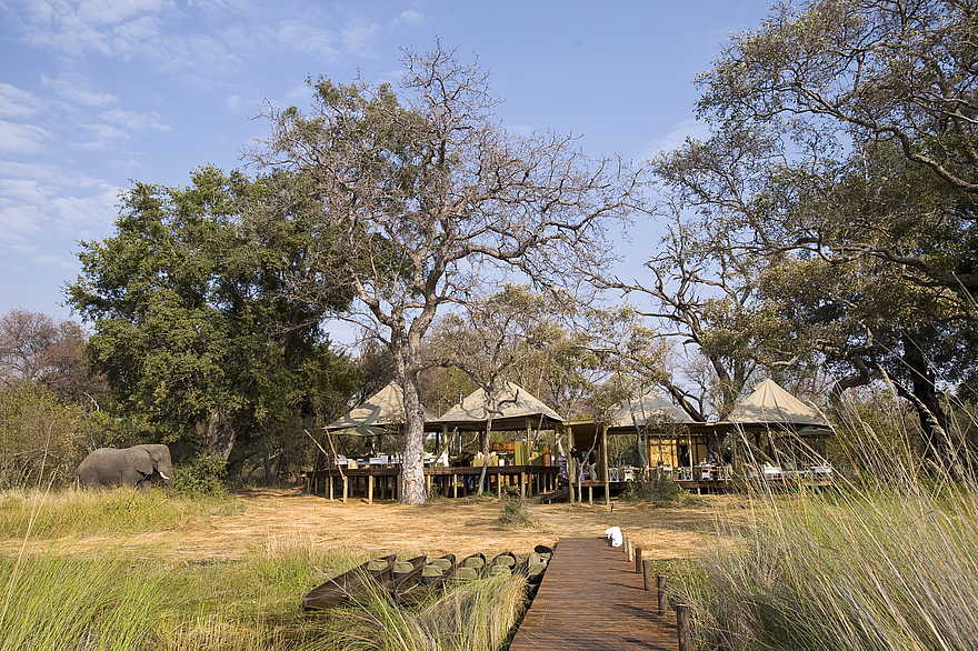 Xaranna Okavango Delta Camp: Das Camp von der Anlegestelle aus Xaranna Okavango Delta Camp: Das Camp von der Anlegestelle aus