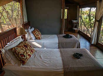 Changa Safari Camp: Einzelbetten im Familienzelt Changa Safari Camp: Einzelbetten im Familienzelt
