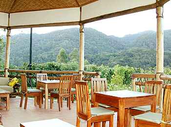 Ichumbi Gorilla Lodge: Restaurant mit Blick