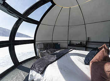 Echo Base Camp: Schlafkapsel Blick hinein