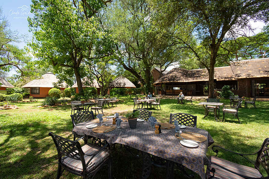 Mohlabetsi Safari Lodge: Lunch im Garten Mohlabetsi Safari Lodge: Lunch im Garten