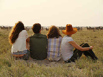 Jack's Camp: Blick auf wandernde Zebras