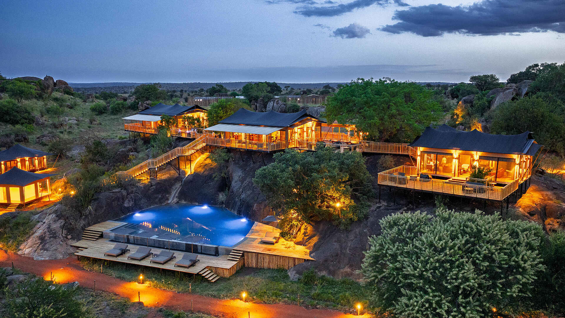 Warangi Ridge Lodge: Blick über Lodge