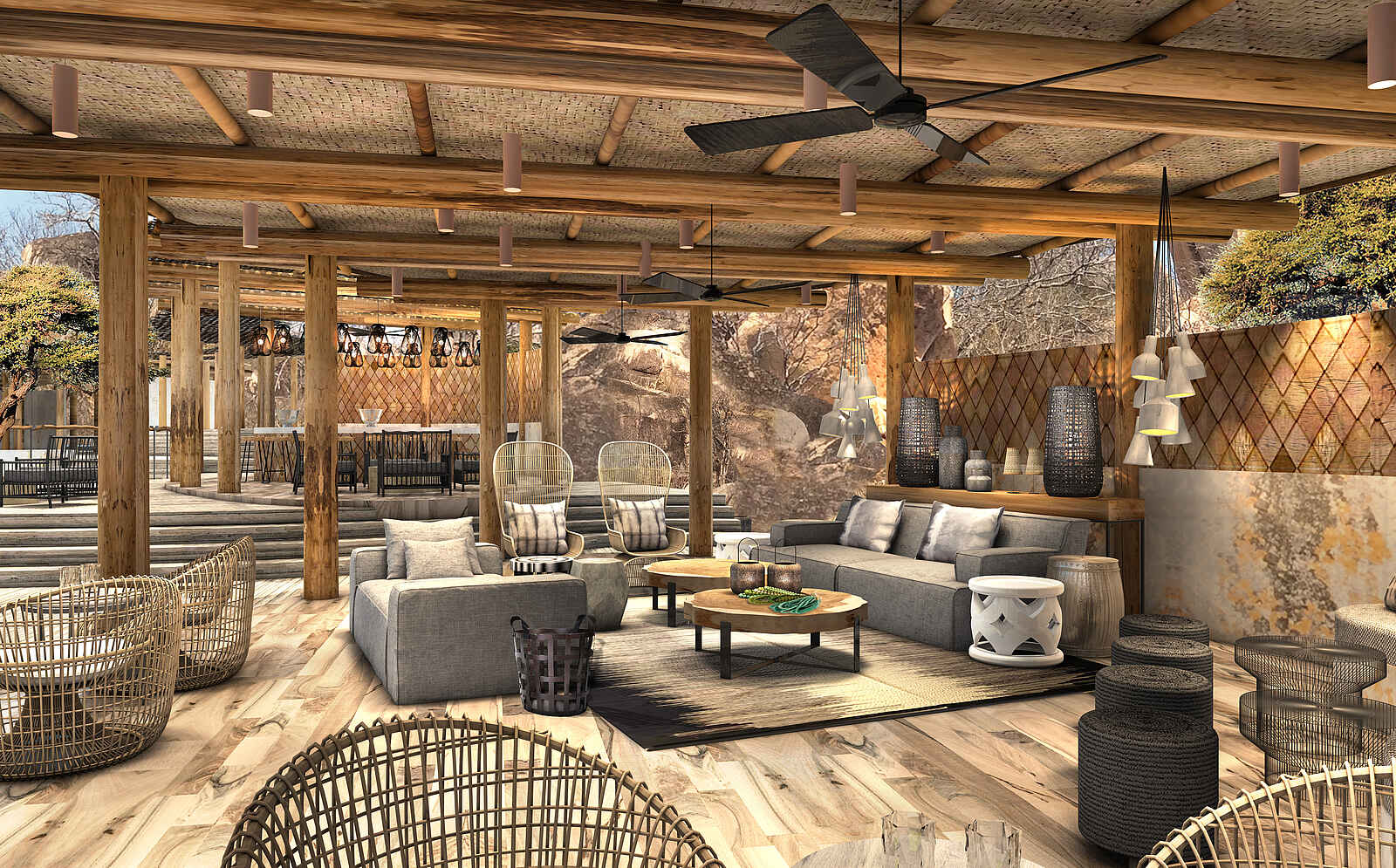 Jabali Ridge Camp: Innenansicht der Lounge Jabali Ridge Camp: Innenansicht der Lounge