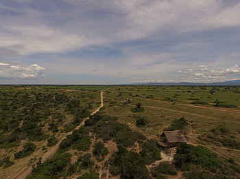 Kasenyi Safari Camp: Gästechalet aus der Luft