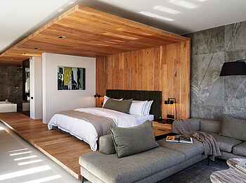 POD Camps Bay Boutique Hotel: Deluxe Suite Schlafbereich