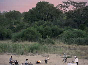 &Beyond Ngala Safari Lodge: Dinner im Grünen