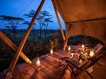 Mara Nyika Camp: Die private Terrasse vor dem Gästezelt