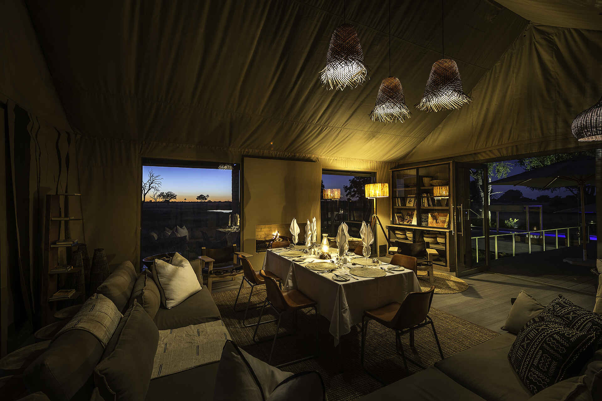 Linkwasha Camp: Im Hauptzelt linkwasha camp, hauptgebäude, lounge, main area