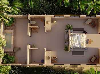 Sussurro: Raumaufteilung der Bungalows Sussurro: Raumaufteilung der Bungalows