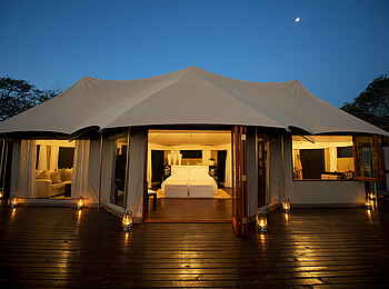 Thanda Tented Camp: Ein Gästezelt von außen Thanda Tented Camp: Ein Gästezelt von außen