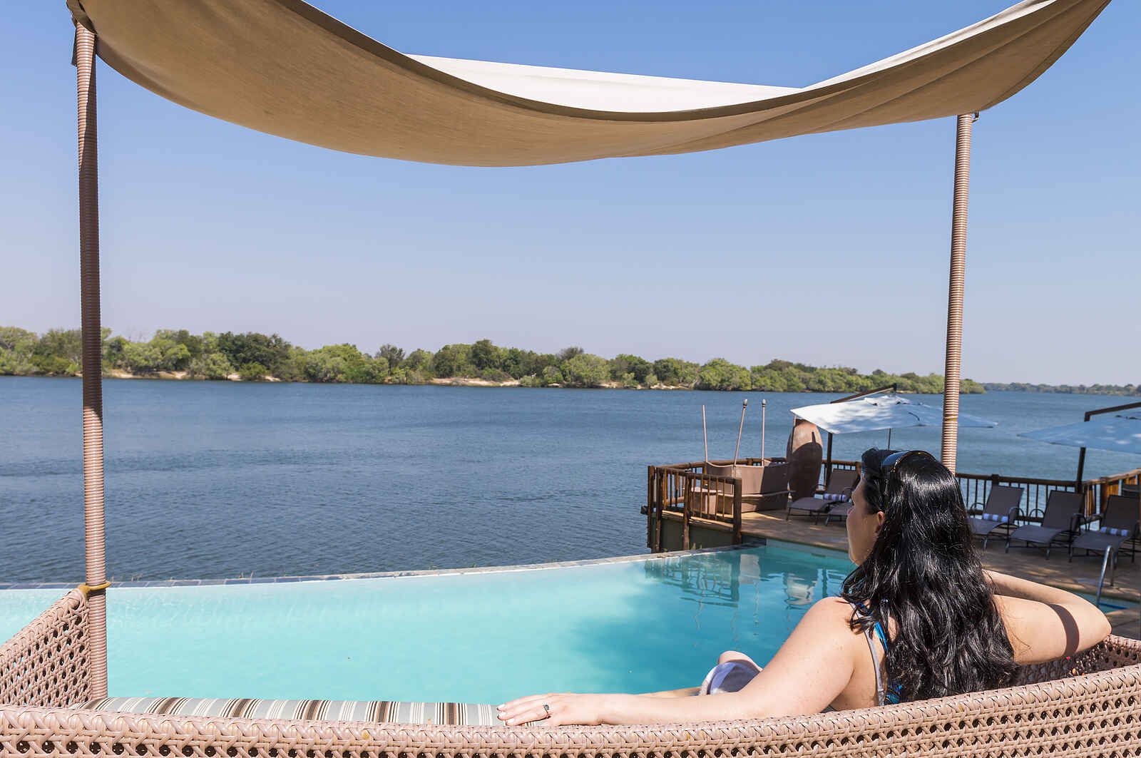 David Livingstone Safari Lodge: Blick vom Infinitypool David Livingstone Safari Lodge: Blick vom Infinitypool