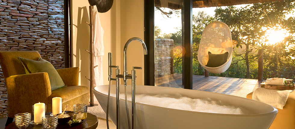Lion Sands River Lodge, Sabi Sands Game Reserve, Safari, Südafrika, Badezimmer, Afrikarma, Afrikarma Safaris, Afrikarma Safaris - Wildnis. Hautnah., afrikarma.de