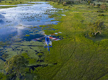 North Island Okavango Safari Camp: Helikopterflug übers Delta