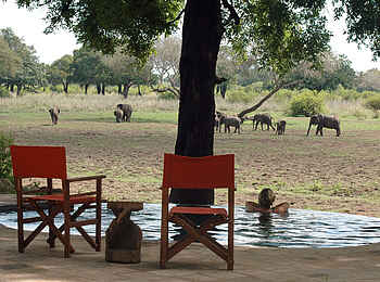 Luangwa Safari House: Swimming Pool vor der Lagune Luangwa Safari House: Swimming Pool vor der Lagune