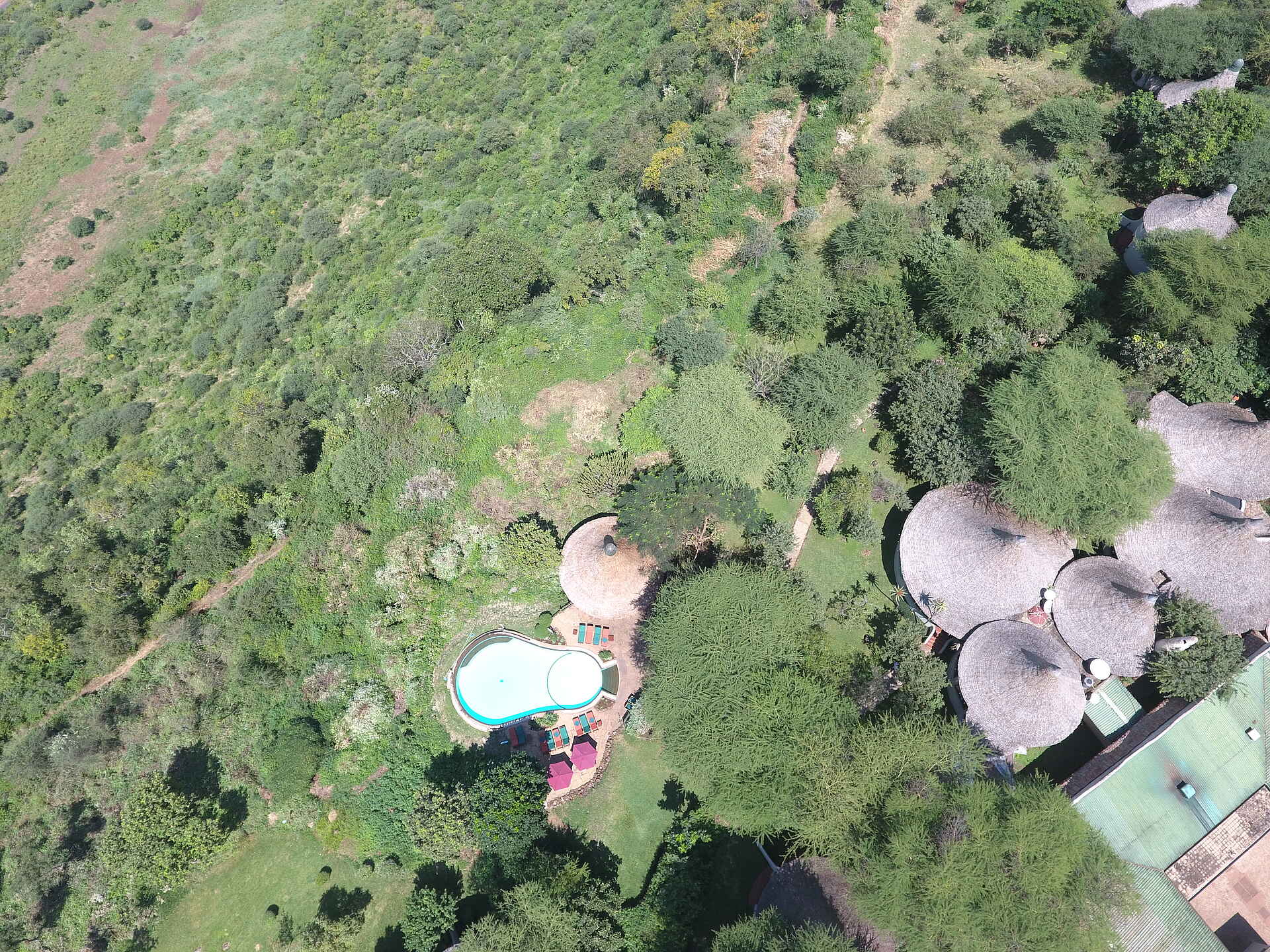 Lake Manyara Serena Lodge: Luftbild der Anlage