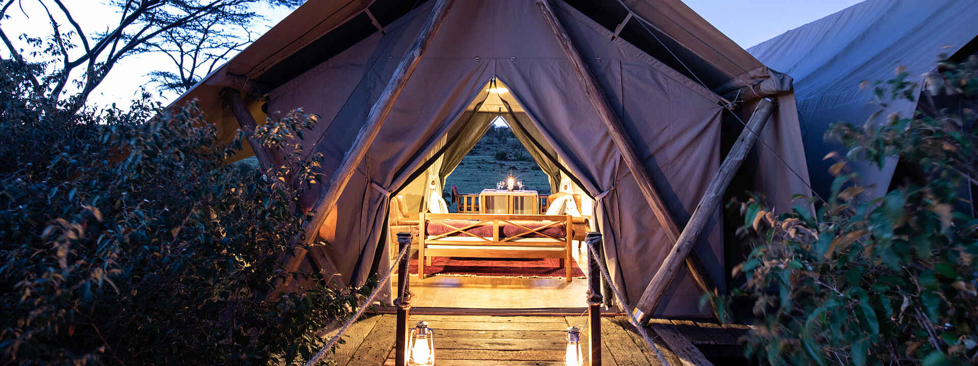 Mara Nyika Camp: Gästezelt in der Dämmerung