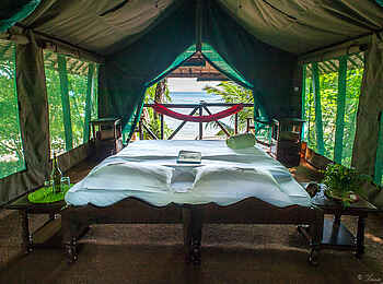 Masoala Forest Lodge: Doppelbett im Zelt Masoala Forest Lodge: Doppelbett im Zelt