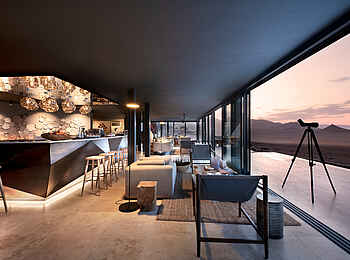 andBeyond Sossusvlei Desert Lodge: Die Lounge im Zentralbereich andBeyond Sossusvlei Desert Lodge: Die Lounge im Zentralbereich