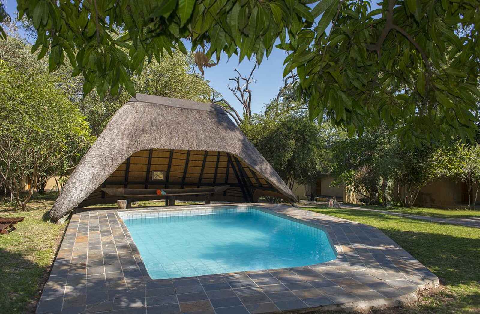 Namushasha River Lodge: Pool mit überdachtem Bereich Namushasha River Lodge: Pool mit überdachtem Bereich