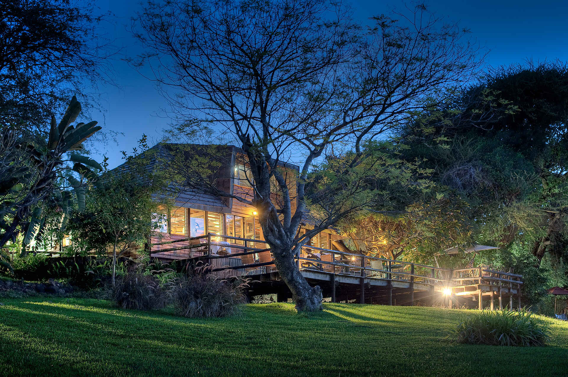 Chobe National Park, Chobe River, Kasane, Kubu Lodge, Gesamtansicht, Restaurant