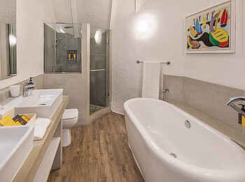 La Pirogue: Das Badezimmer eines Strand Bungalows La Pirogue: Das Badezimmer eines Strand Bungalows