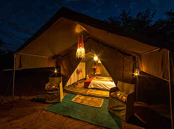 Hwange Bush Camp: Blick in ein Gästezelt