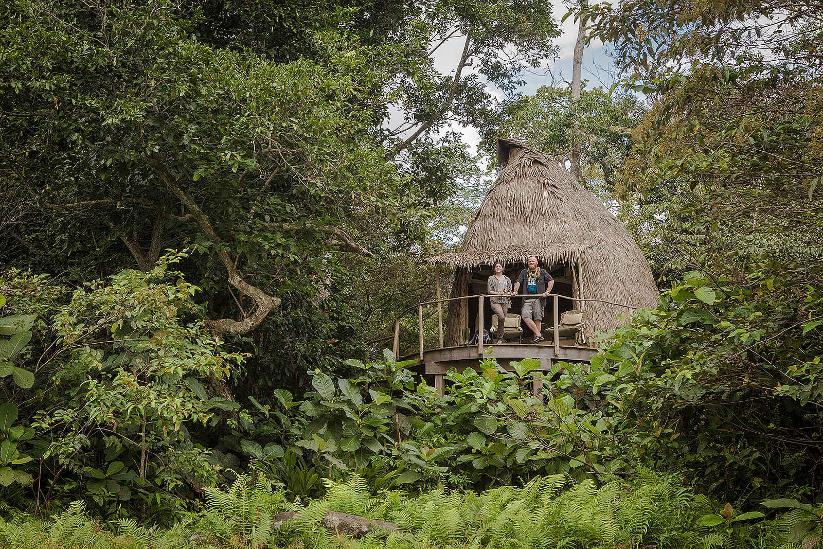 Lango Camp: Ein Baumhaus von Außen Lango Camp: Ein Baumhaus von Außen