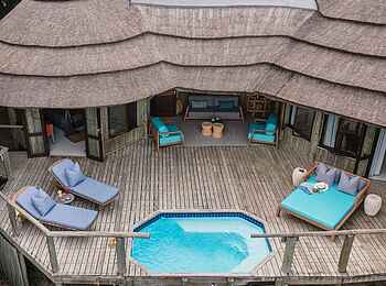 Thonga Beach Lodge: Die Ocean View Familienvilla aus der Vogelperspektive Thonga Beach Lodge: Die Ocean View Familienvilla aus der Vogelperspektive