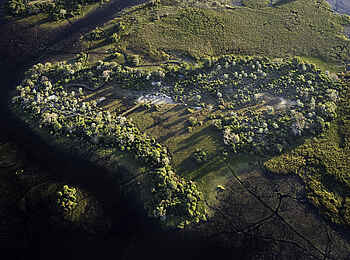 Pelo Camp: Luftbild der Pelo-Insel Pelo Camp: Luftbild der Pelo-Insel