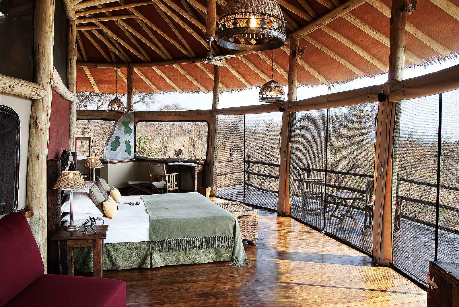 Tarangire Treetops: Baumhaus von innen Tarangire Treetops: Baumhaus von innen