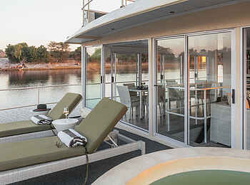 Chobe Princess: Liegen auf dem Deck Chobe Princess: Liegen auf dem Deck