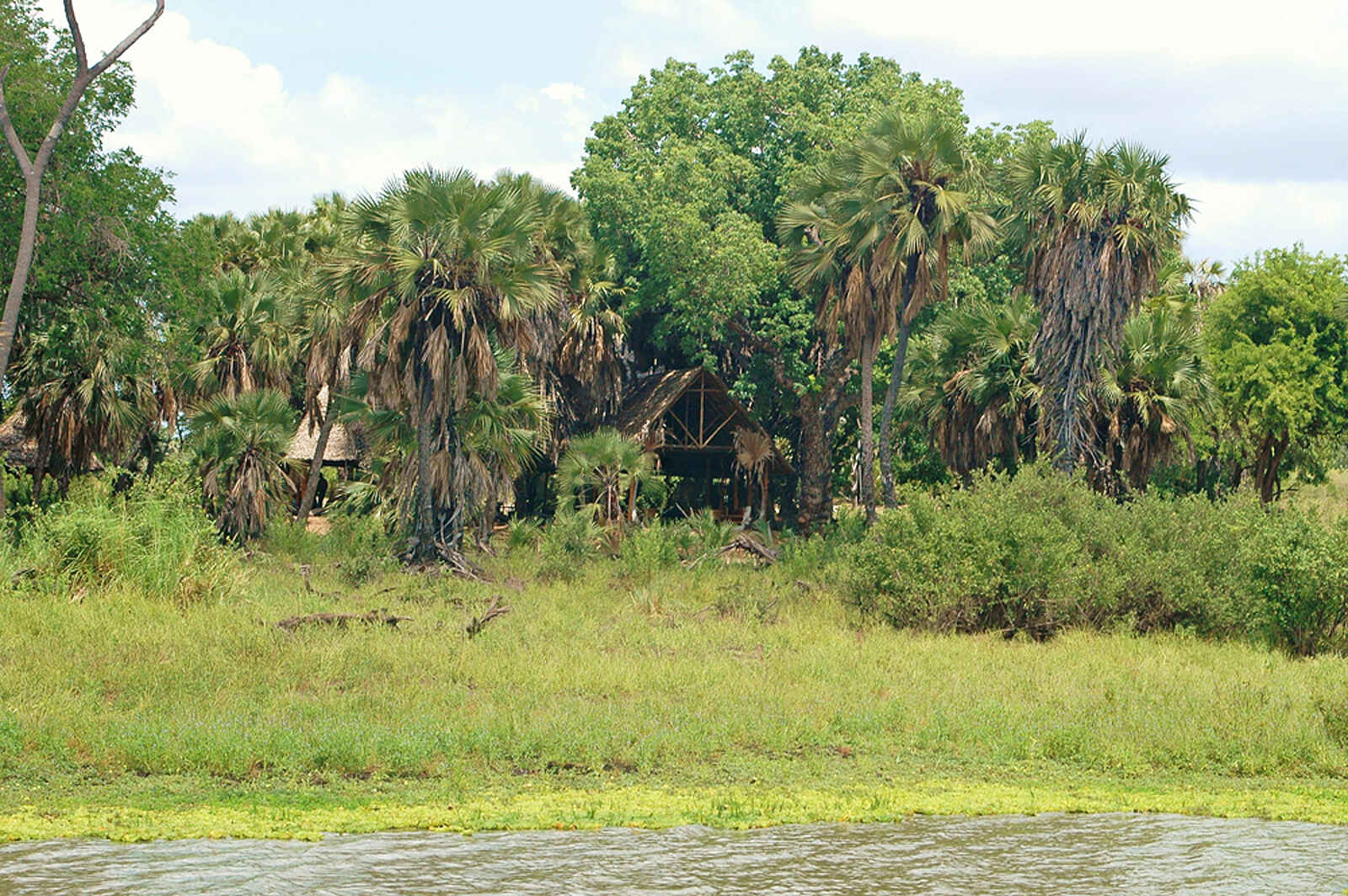 Lake Manze Camp: Camp vom See aus Lake Manze Camp: Camp vom See aus