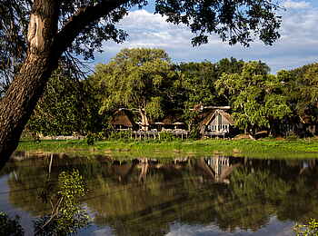 Simbavati River Lodge: Hauptgebäude unter Bäumen