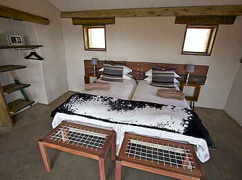 Chobe Elephant Camp: Doppelbett in der privaten Hütte Chobe Elephant Camp: Doppelbett in der privaten Hütte
