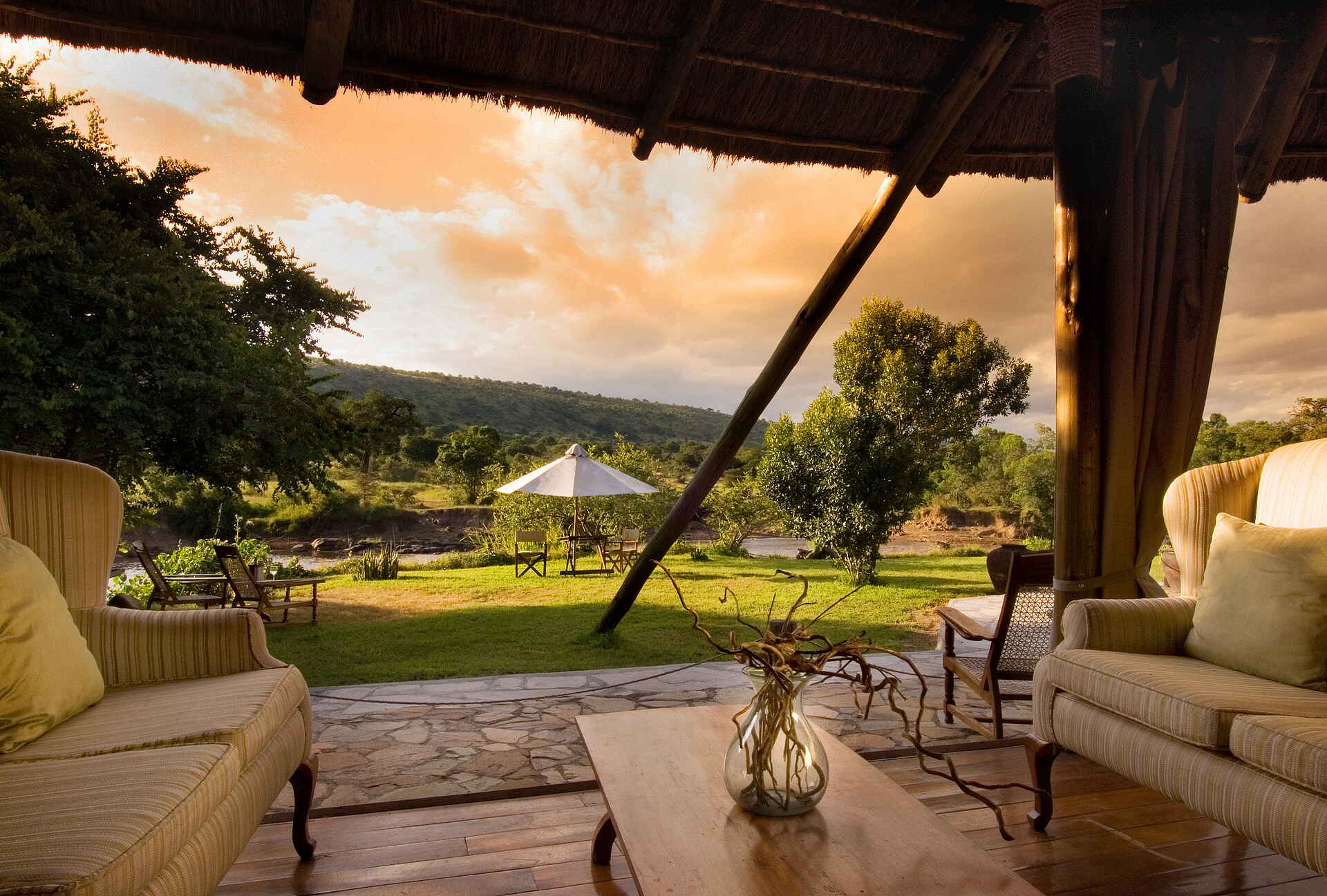 Karen Blixen Camp: Blick aus der Lounge Karen Blixen Camp: Blick aus der Lounge