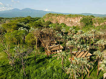 Kisima Ngeda Camp: Die Gästeunterkünfte aus der Vogelperspektive Kisima Ngeda Camp: Die Gästeunterkünfte aus der Vogelperspektive