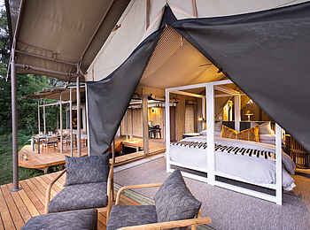 Monachira Camp: Blick in ein Gästezelt Monachira Camp: Blick in ein Gästezelt