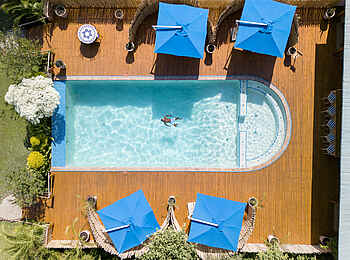 Tongabezi Lodge: Der Pool aus der Vogelperspektive