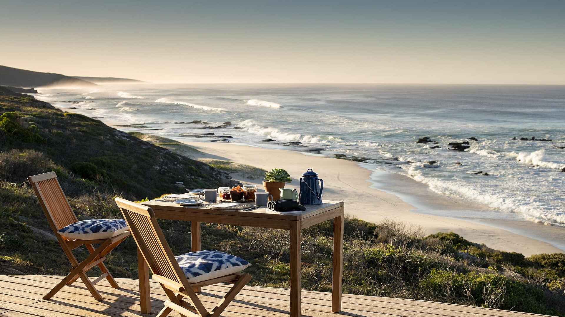 Lekkerwater Beach Lodge: Terrasse mit Blick auf das Meer Lekkerwater Beach Lodge: Terrasse mit Blick auf das Meer