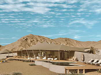 Hoanib Elephant Camp: Blick auf den Zentralbereich Hoanib Elephant Camp: Blick auf den Zentralbereich