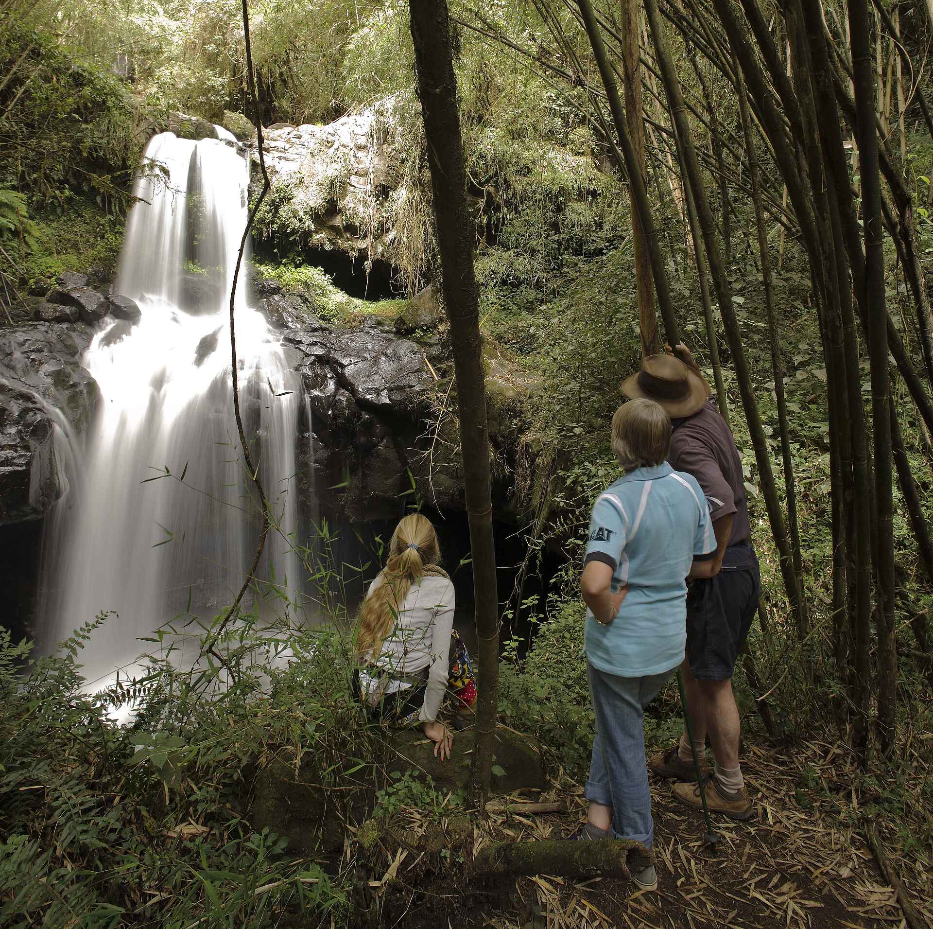 Bale Mountain Lodge: Gäste an einem Wasserfall