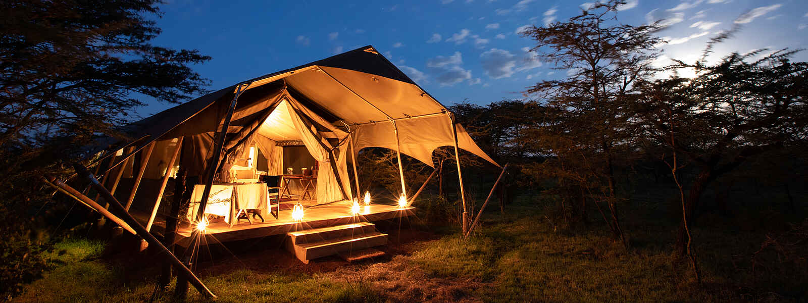 Mara Expedition Camp: Zelt bei Nacht Mara Expedition Camp: Zelt bei Nacht