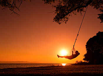 Pumulani Lodge: Schaukel am Strand
