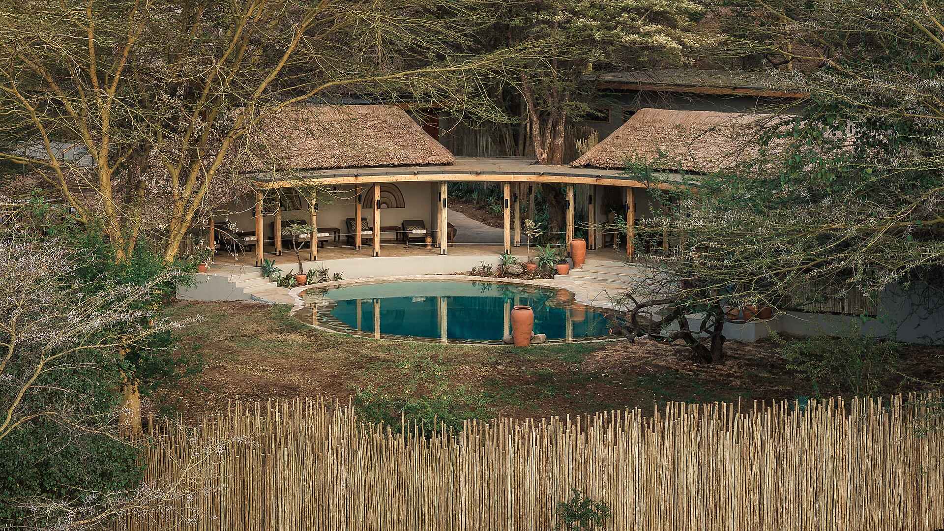 Lewa Safari Camp: Blick auf den Poolbereich Lewa Safari Camp: Blick auf den Poolbereich