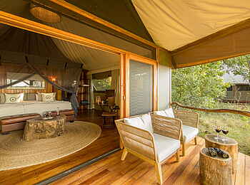 Kanana Camp: Schlafzimmer mit vorgelagerter Veranda