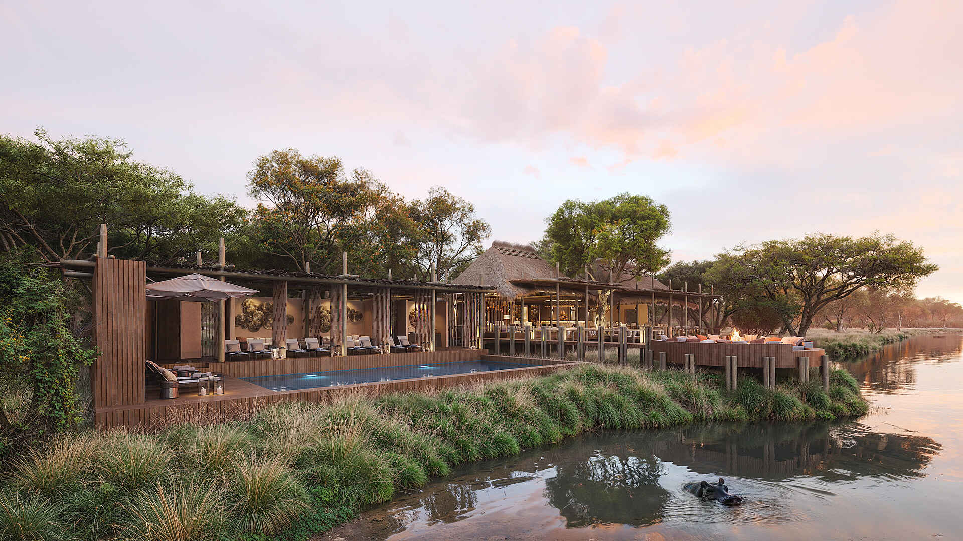 Sediba Sa Rona Lodge: Lage am Fluß Sediba Sa Rona Lodge: Lage am Fluß